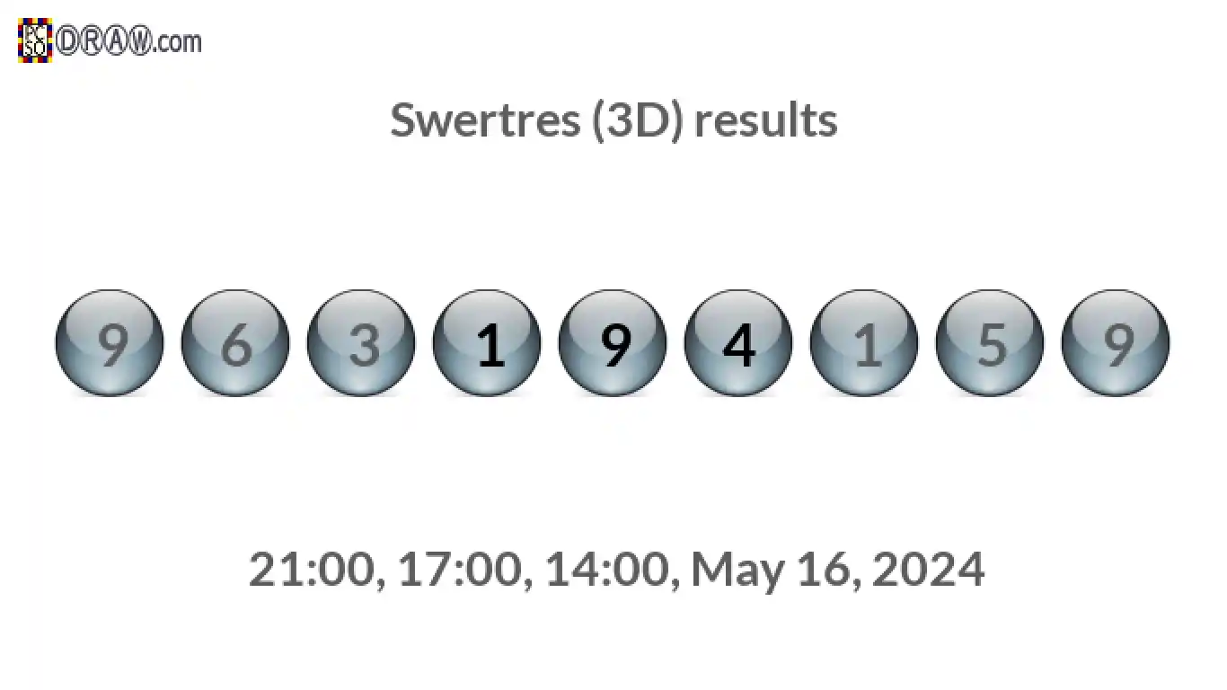 Rendered lottery balls representing 3D Lotto results on May 16, 2024