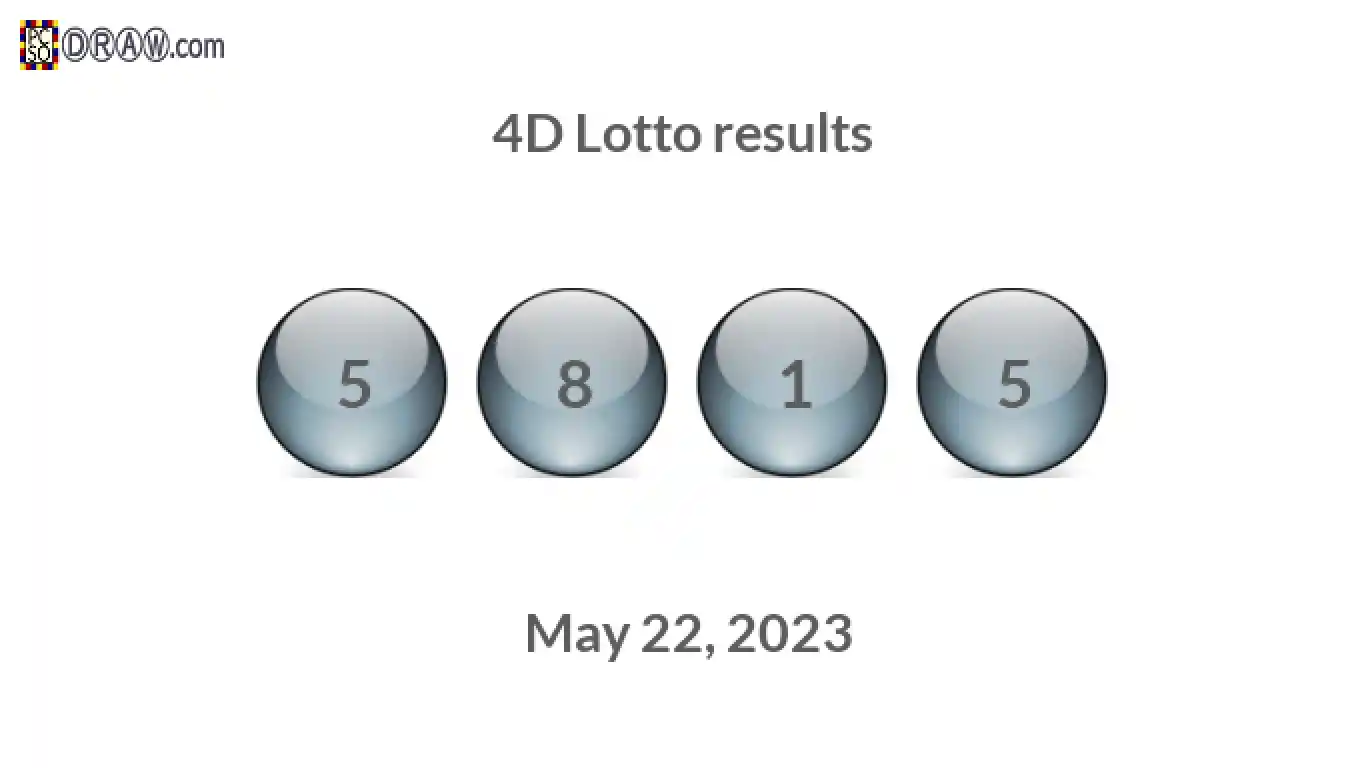 4D lottery balls representing results on May 22, 2023