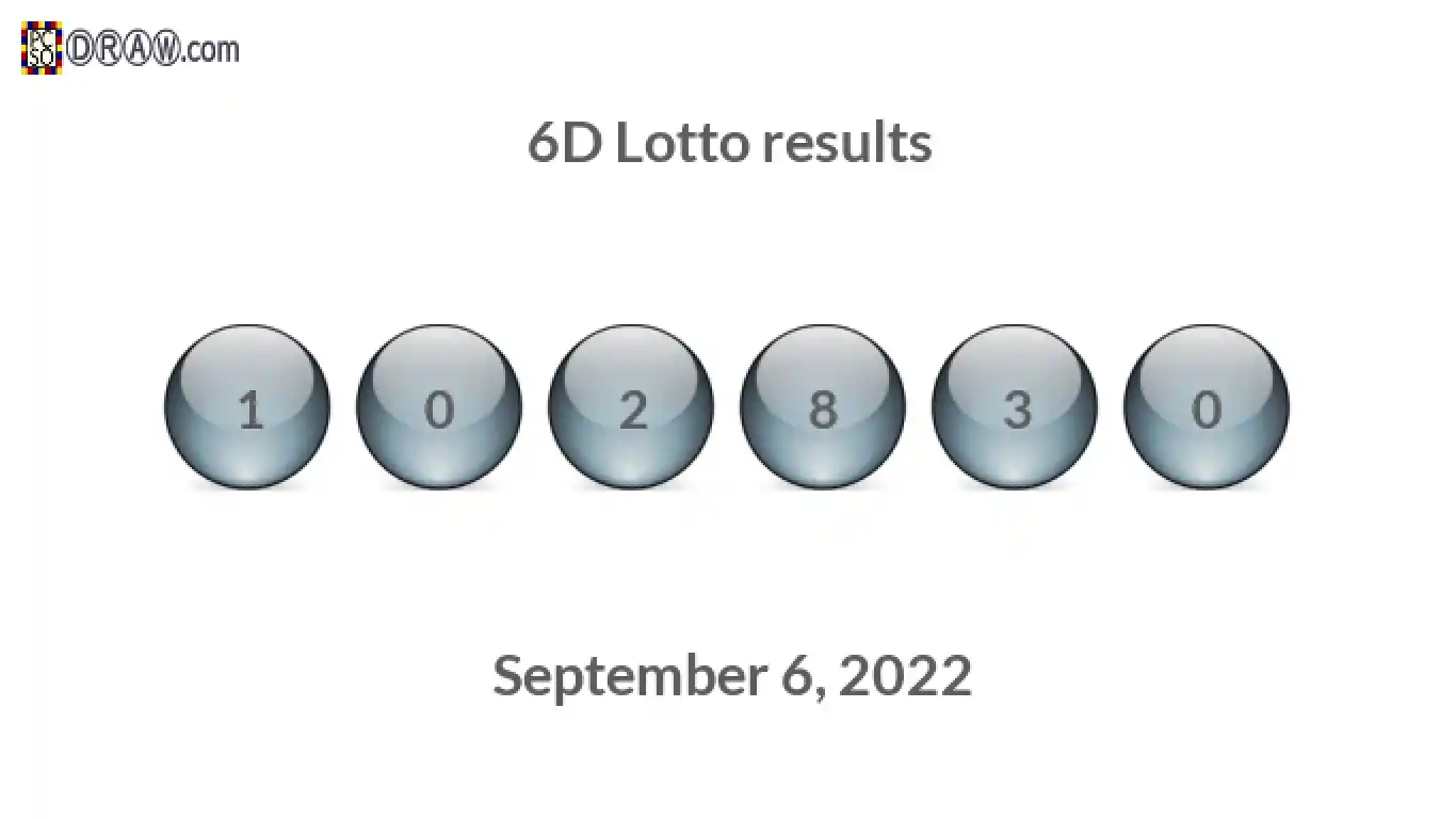 6D lottery balls representing results on September 6, 2022