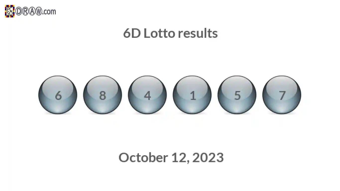 6D lottery balls representing results on October 12, 2023