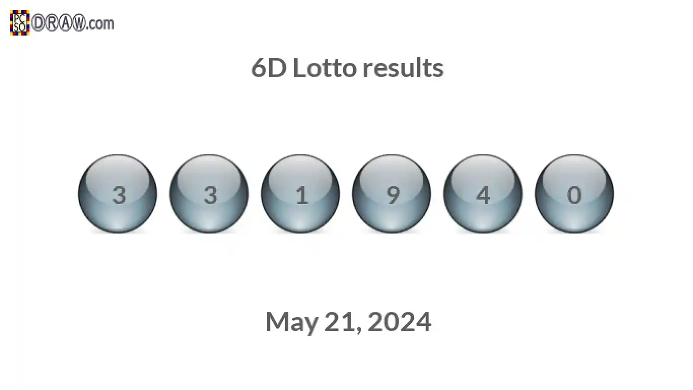 6D lottery balls representing results on May 21, 2024