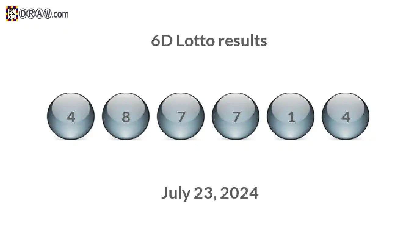 6D lottery balls representing results on July 23, 2024